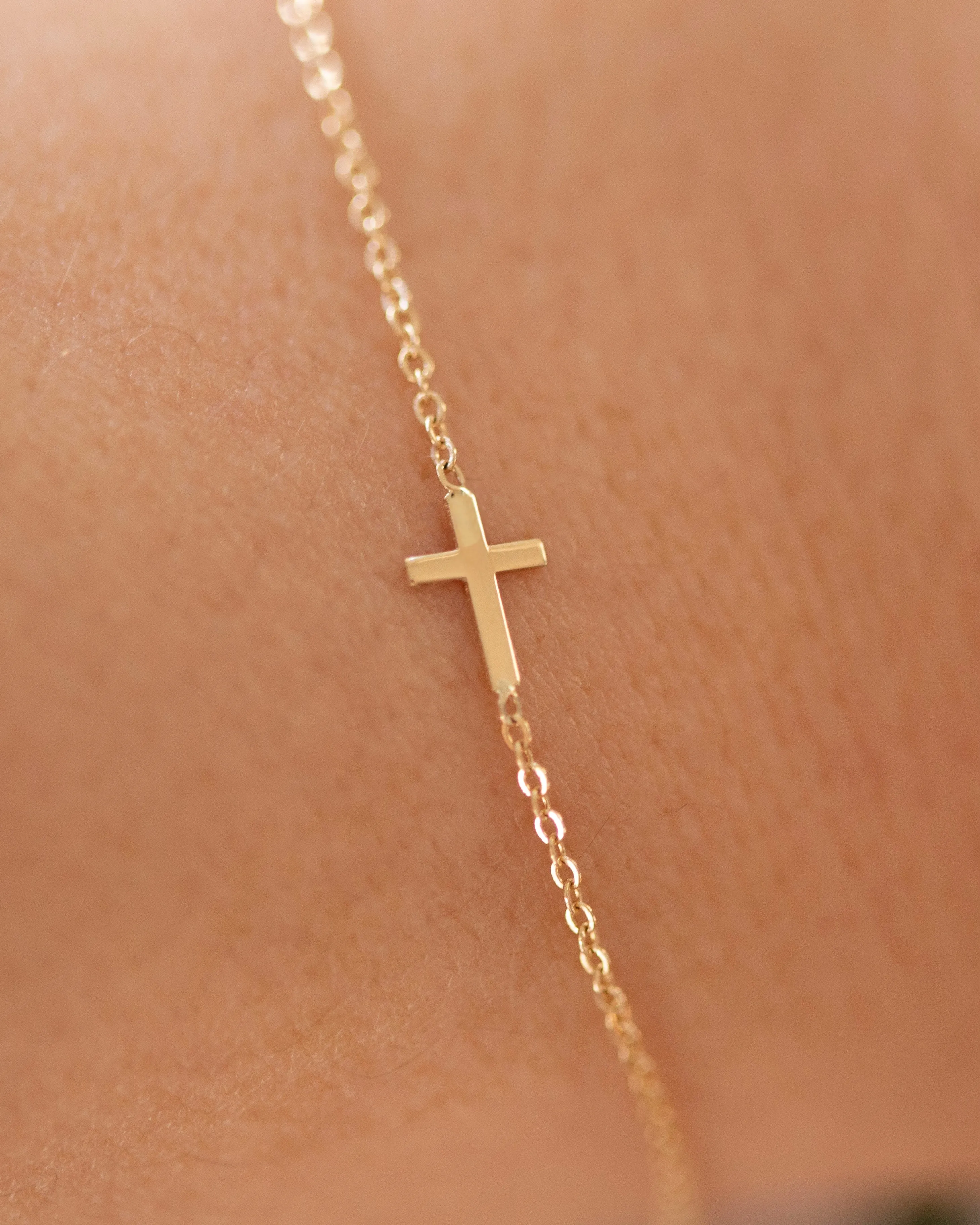 14k Dainty Cross Bracelet