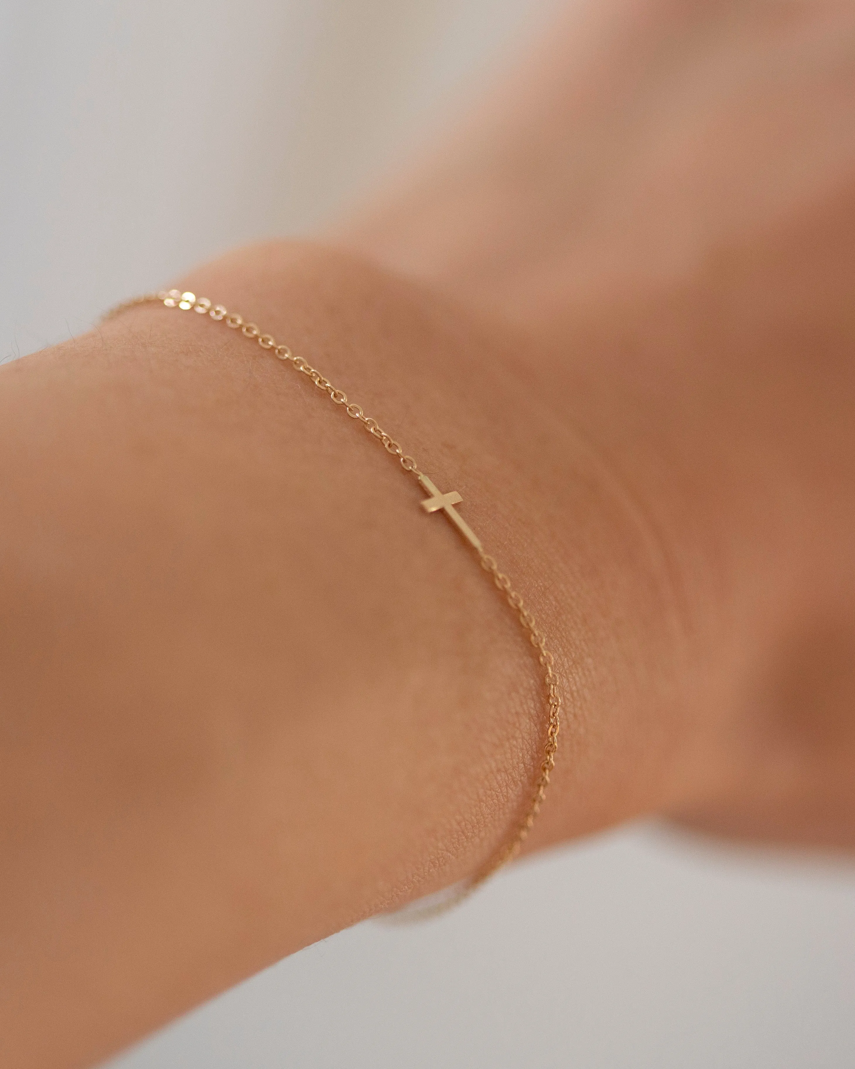 14k Dainty Cross Bracelet