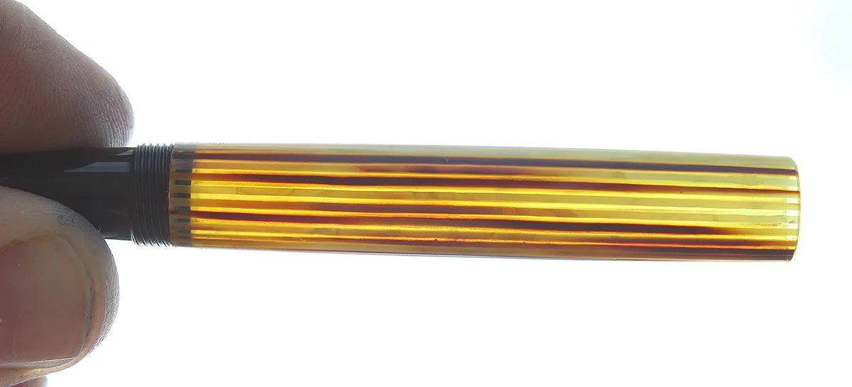 1950S PELIKAN 400NN FOUNTAIN PEN TORTOISE STRIATED CELLULOID OBLIQUE BROAD NIB RESTORED