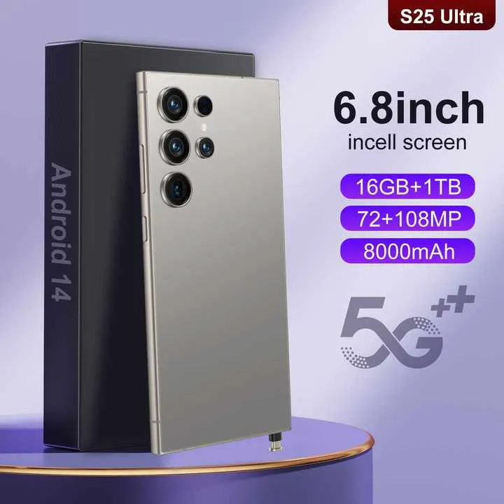 2025 New Original S25 Ultra 5G Smartphone 6.8-Inch Android  هاتف ذكي جديد وأصلي S25 Ultra 5G بشاشة عالية الدقة