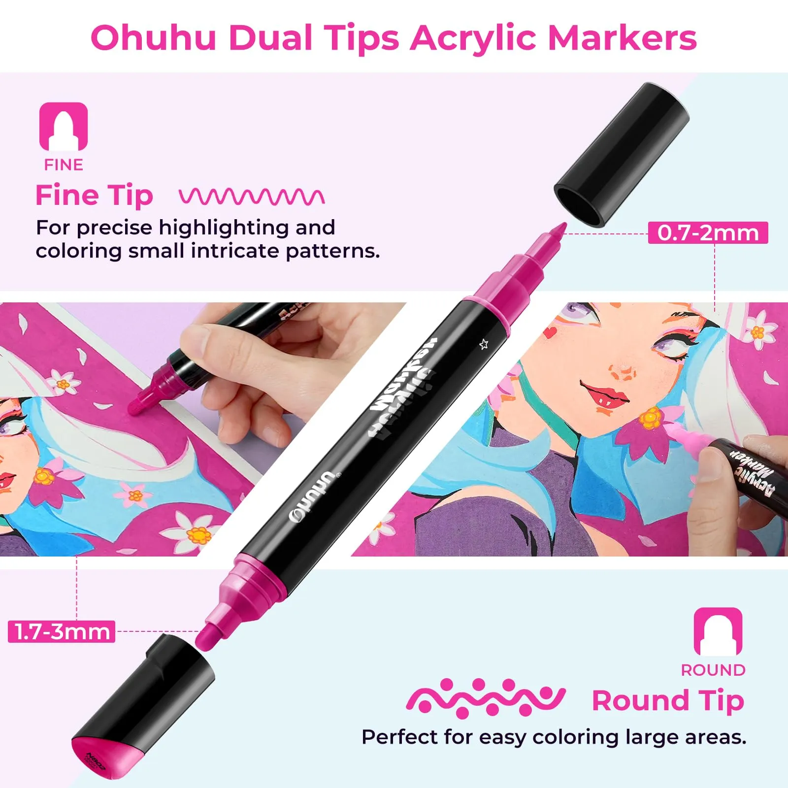 30 Vibrant Colors Acrylic Paint Pens - Dual Tips, Waterproof & Lightfast Markers