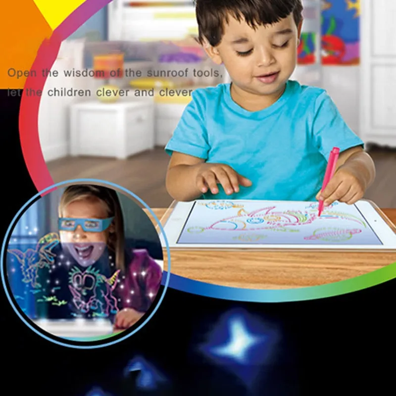 3D Magic Drawing Board LED Light Luminous Pad Doodle Painting
