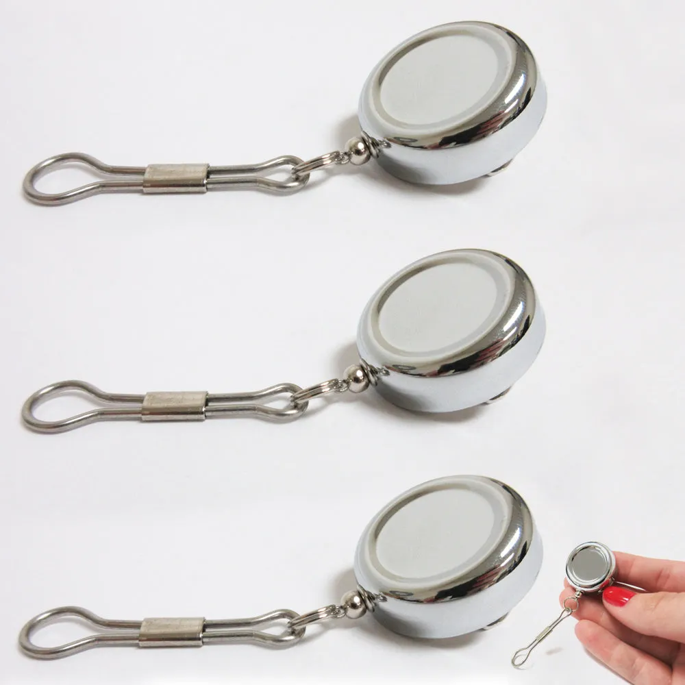3X Key Chain Reel ID Holder Retractable Nurse Badge Card Name Tag Clip Duty Belt