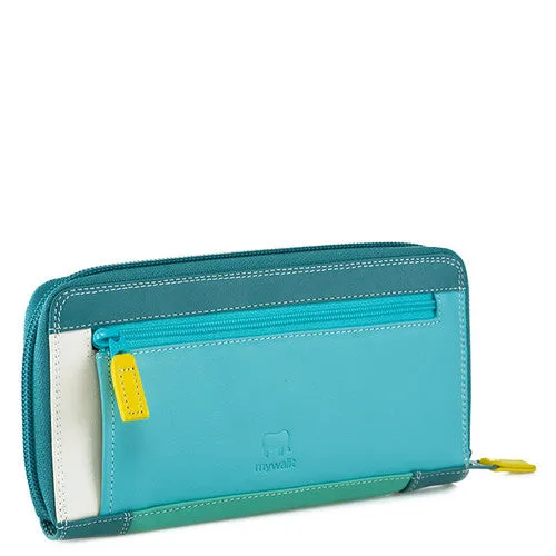 8 C/C Zip Around Purse w/Back Zip Wallet Leather - Mint