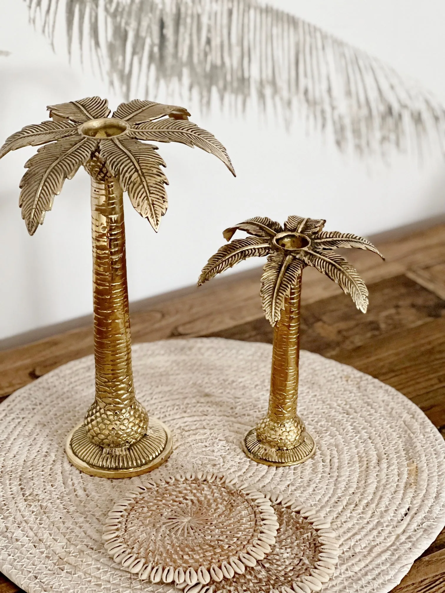 Brass Palm Tree Candle Holders