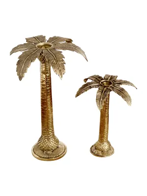 Brass Palm Tree Candle Holders