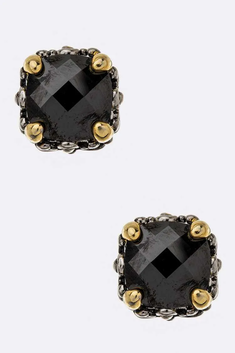 Cushion Cut Crystal Statement Stud Earrings