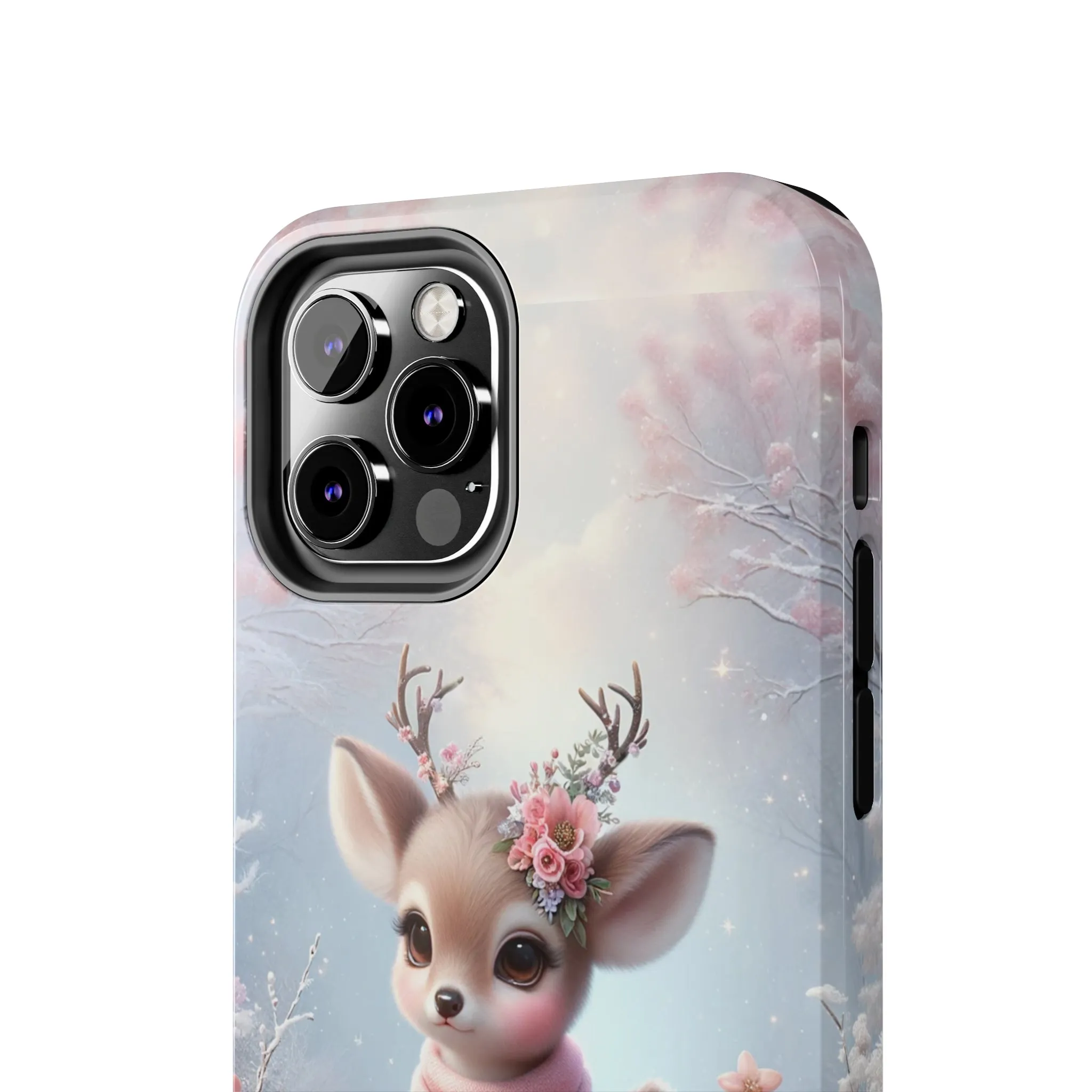 Cute Deer Winter Scene Pattern Design Tough Phone Case compatible with a large variety of iPhone models, Gift, Phone Case