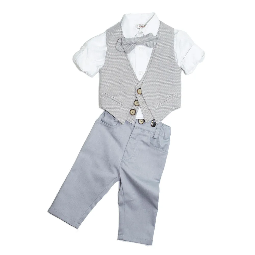 Dolce Bambini - Baby Boy 4 Piece Light Grey Suit