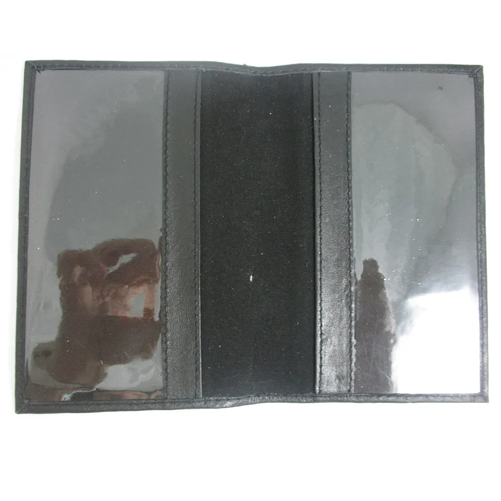 France French Leather Passport Cover Holder Black Wallet Case Card Protector New