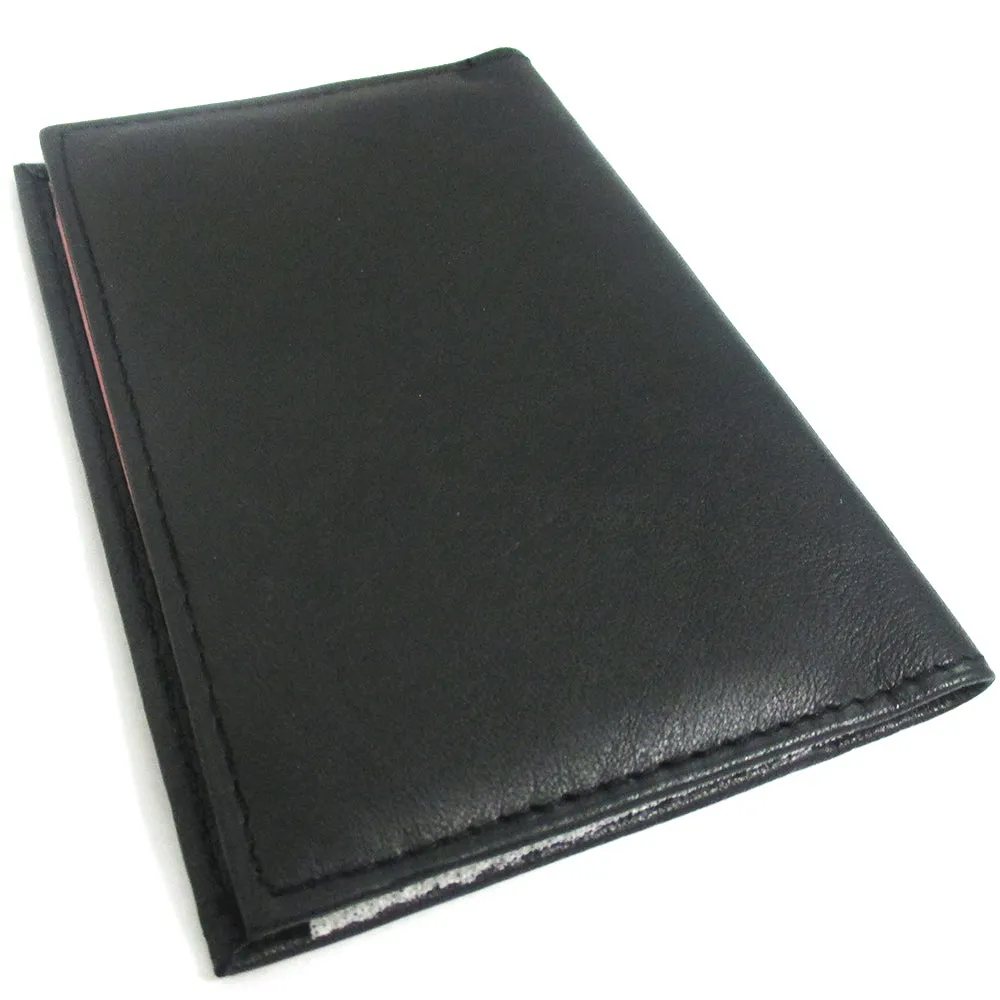 France French Leather Passport Cover Holder Black Wallet Case Card Protector New