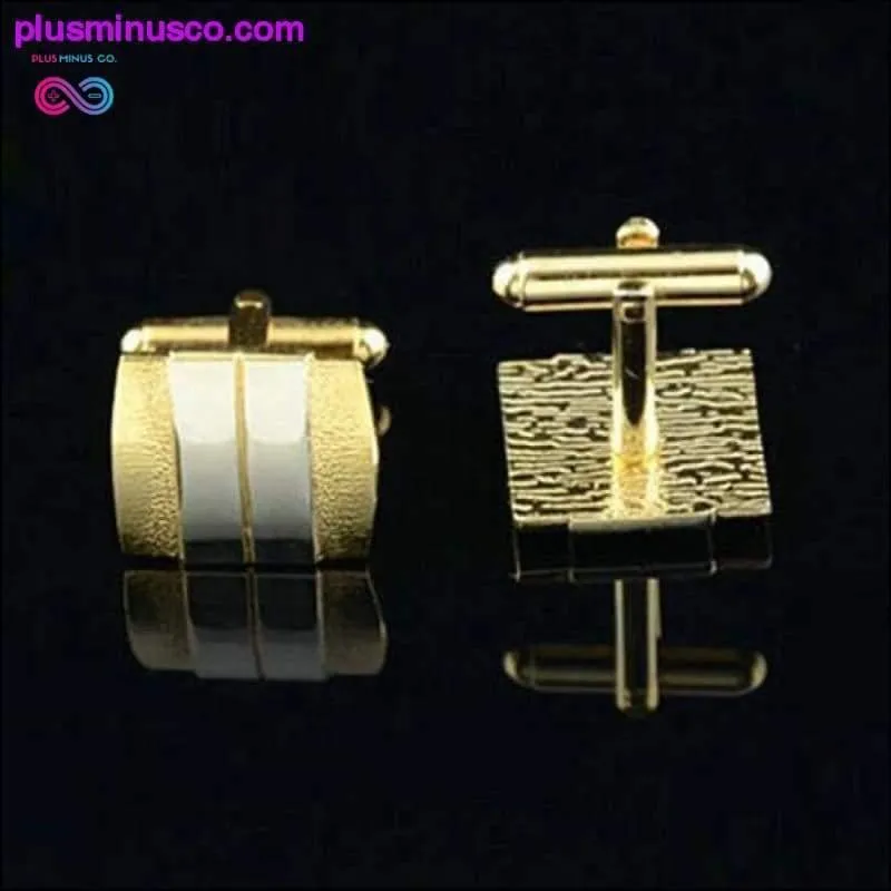 Frosted Gold Silver Toned Tie Clips & Cufflinks for Men