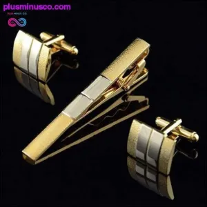 Frosted Gold Silver Toned Tie Clips & Cufflinks for Men