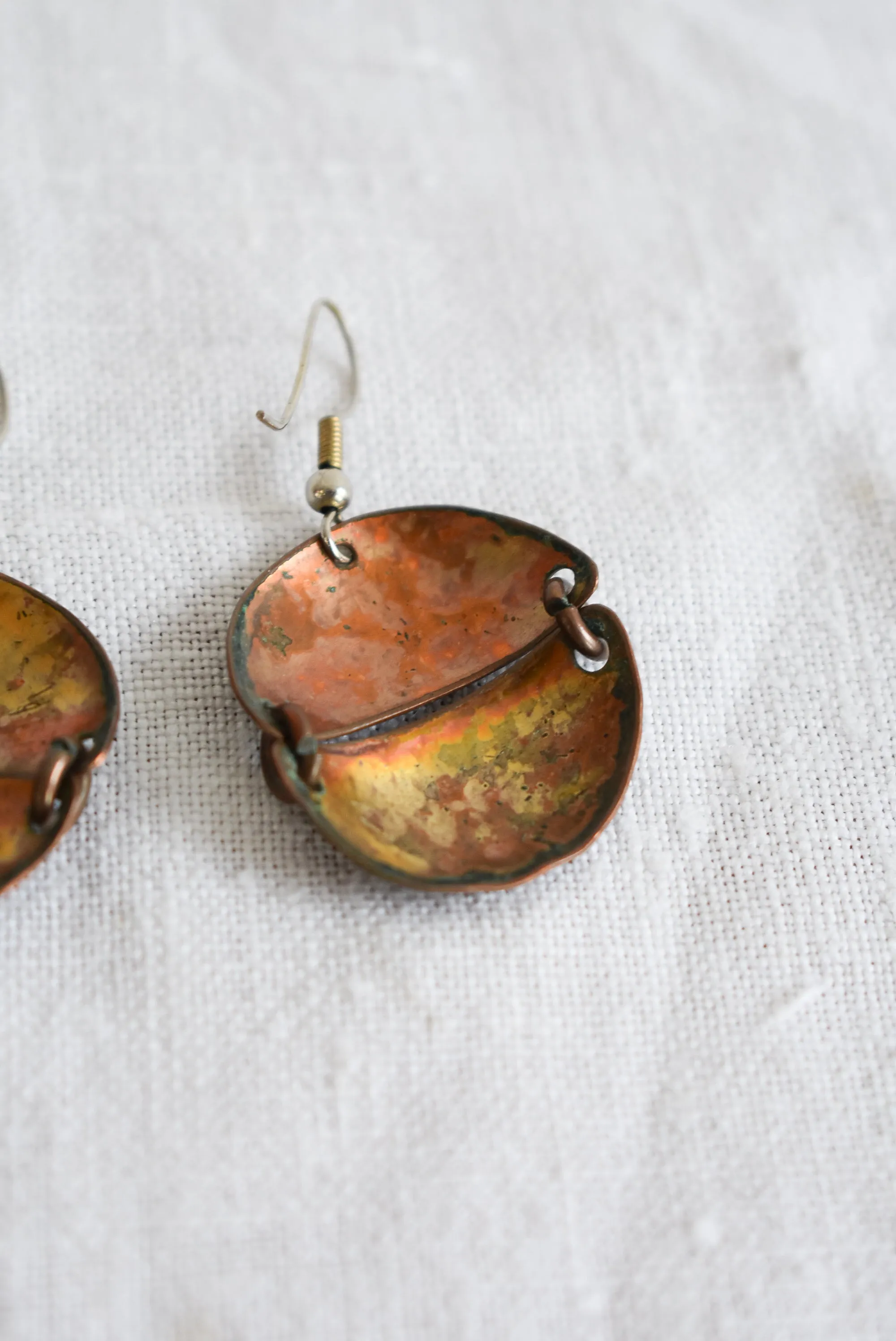 Funky copper dangly earrings