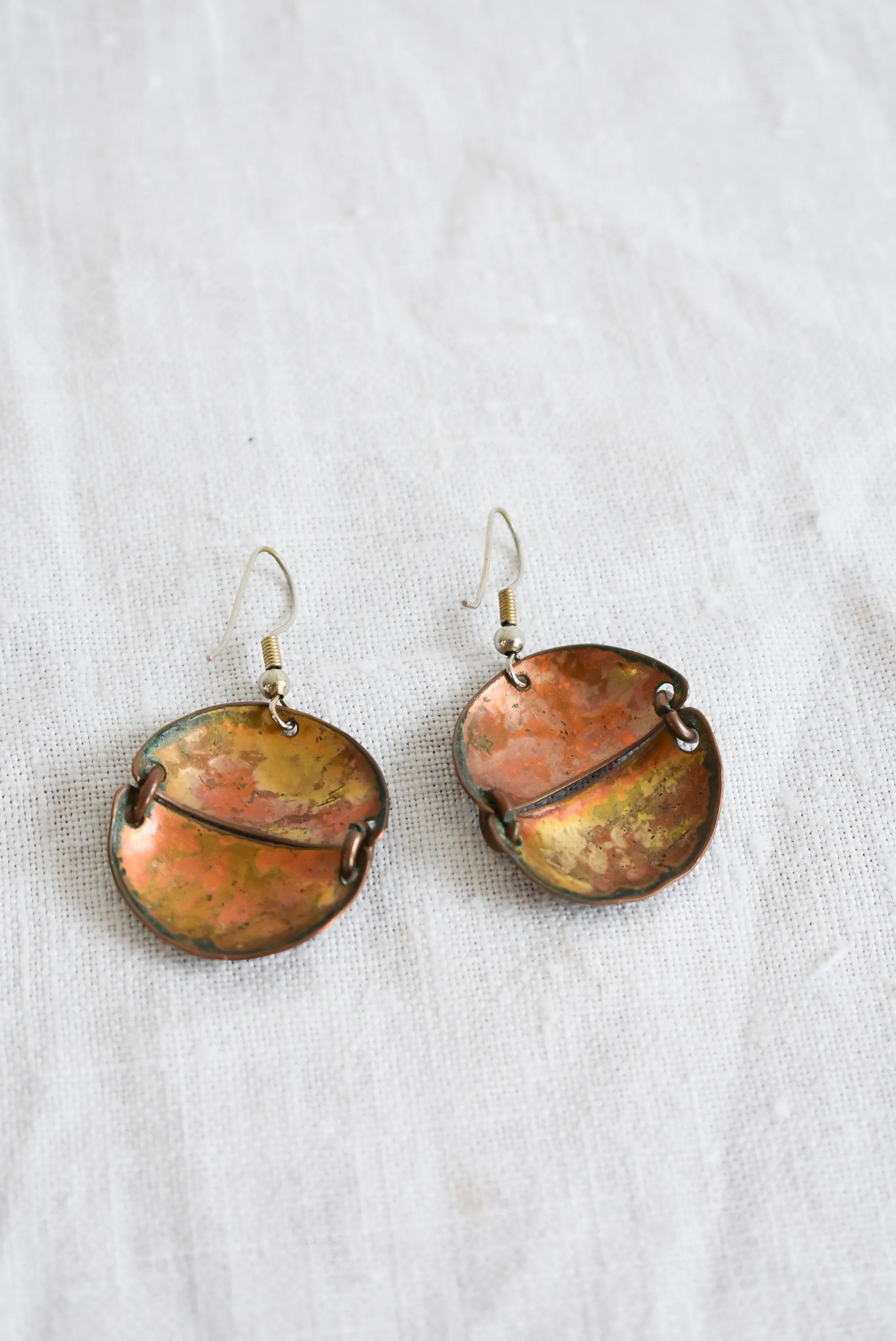 Funky copper dangly earrings