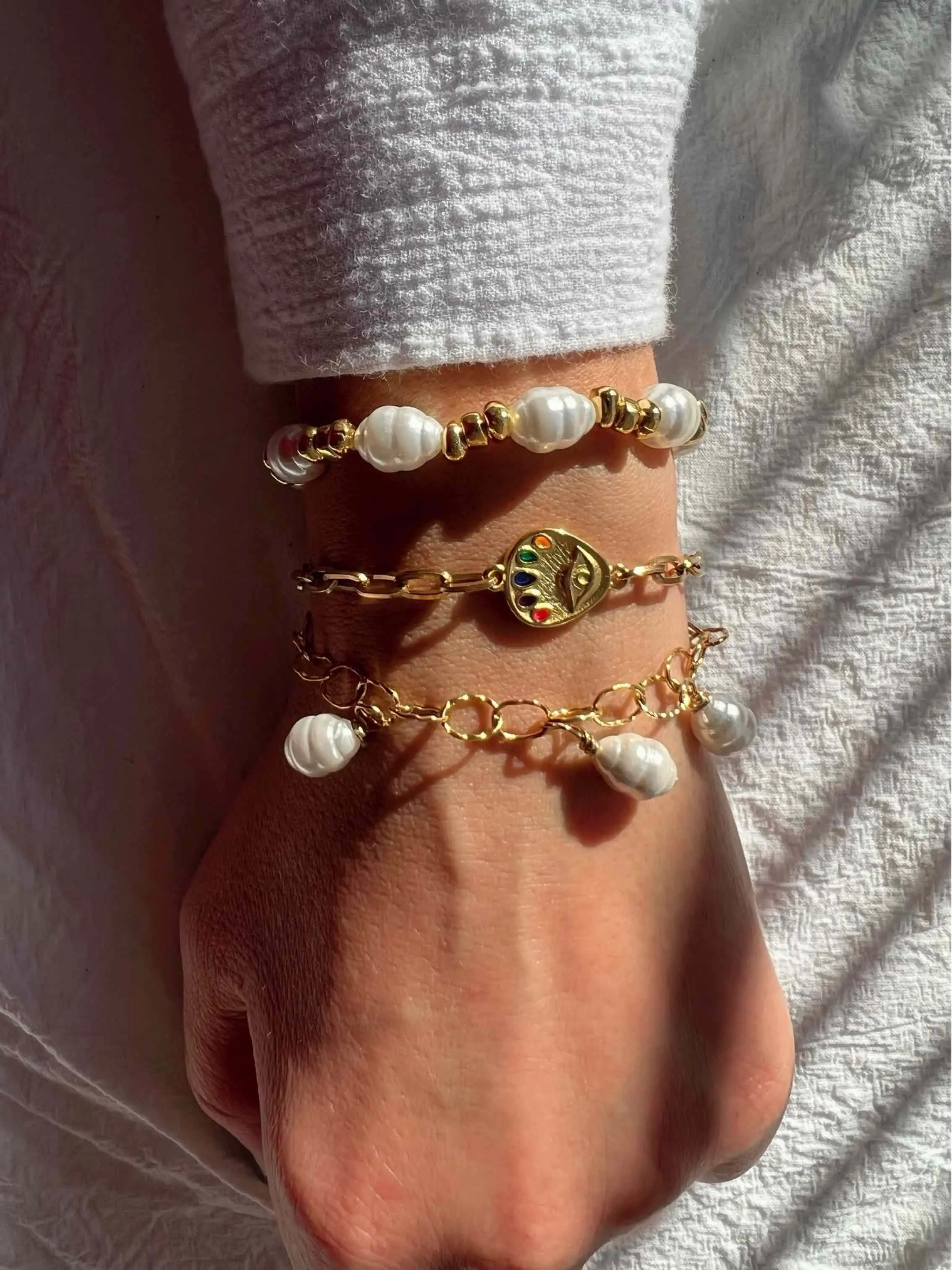 Gold Chunky Pearl Bracelet