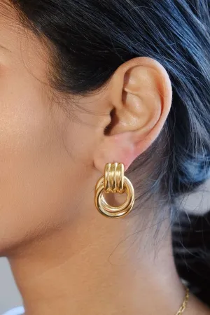 Gold Knot Statement Earrings
