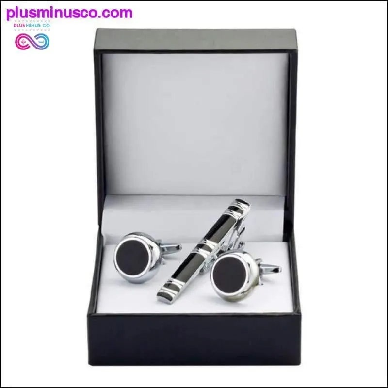 High Quality Luxury Tie Clip Round Cufflinks Gift Set