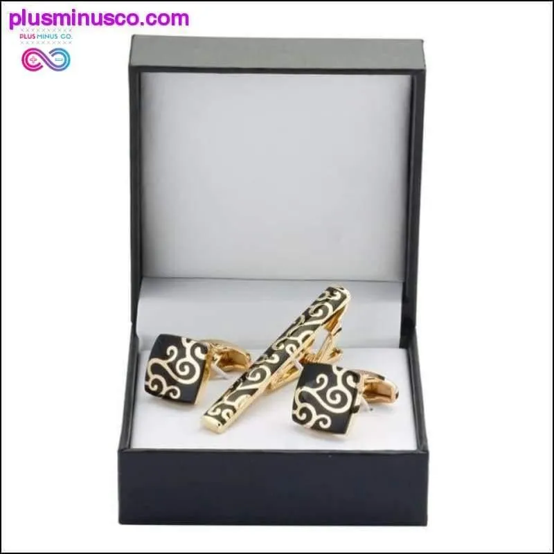 High Quality Luxury Tie Clip Round Cufflinks Gift Set