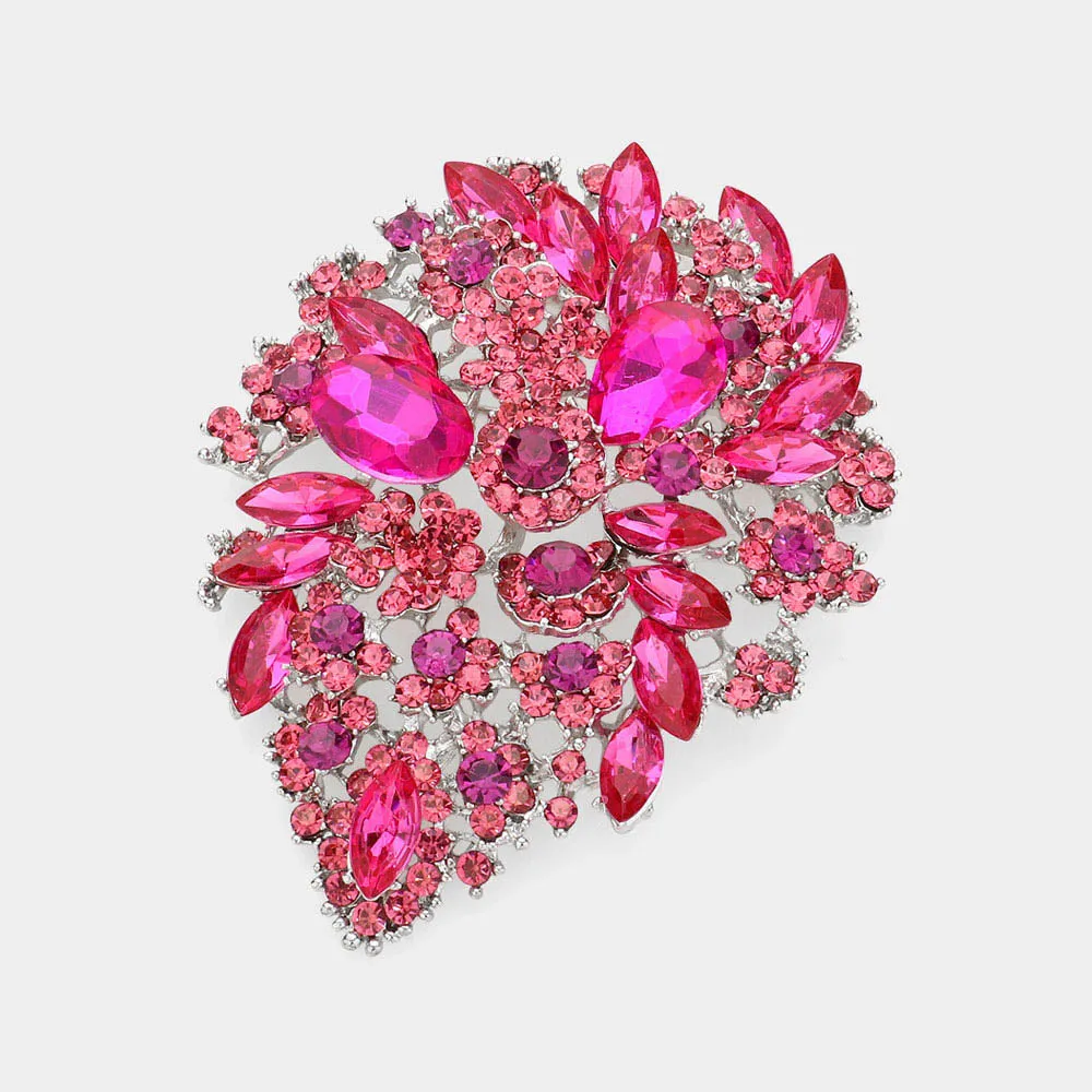iLLASPARKZ Marquise Stone Accented Flower Pin Brooch