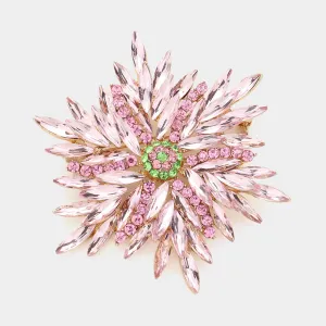 iLLASPARKZ Marquise Stone Cluster Flower Pin Brooch