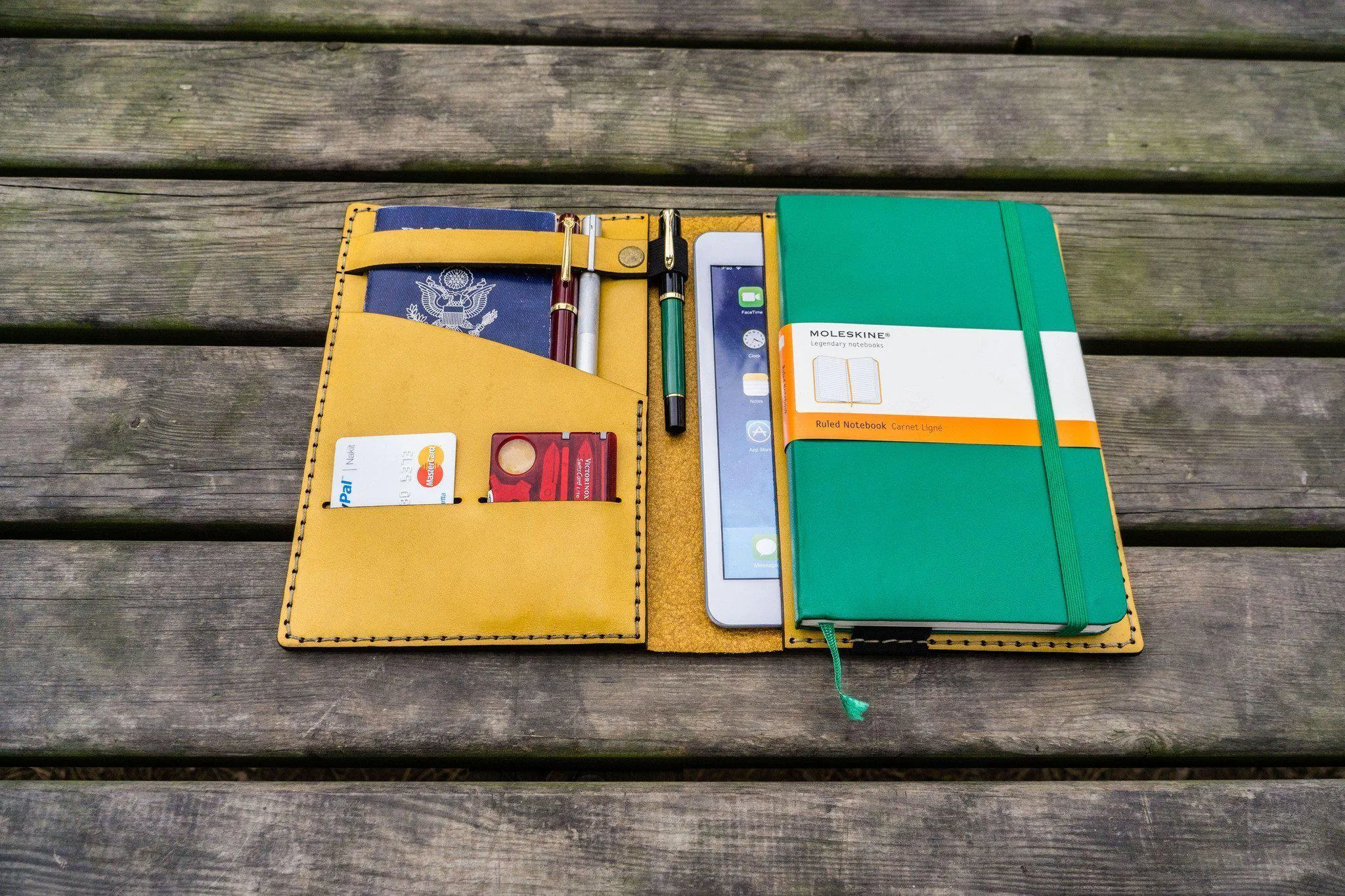Leather Hobonichi Cousin A5 Planner Cover - Yellow