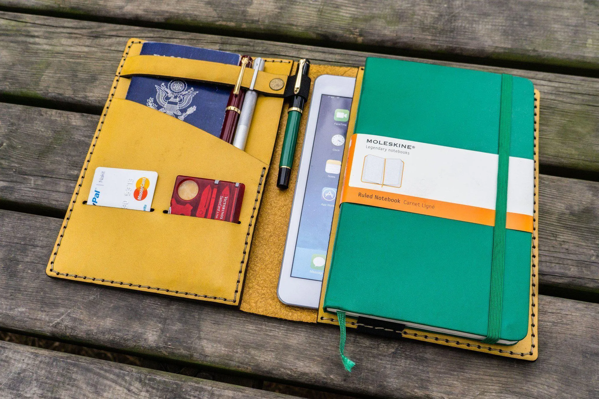Leather Hobonichi Cousin A5 Planner Cover - Yellow