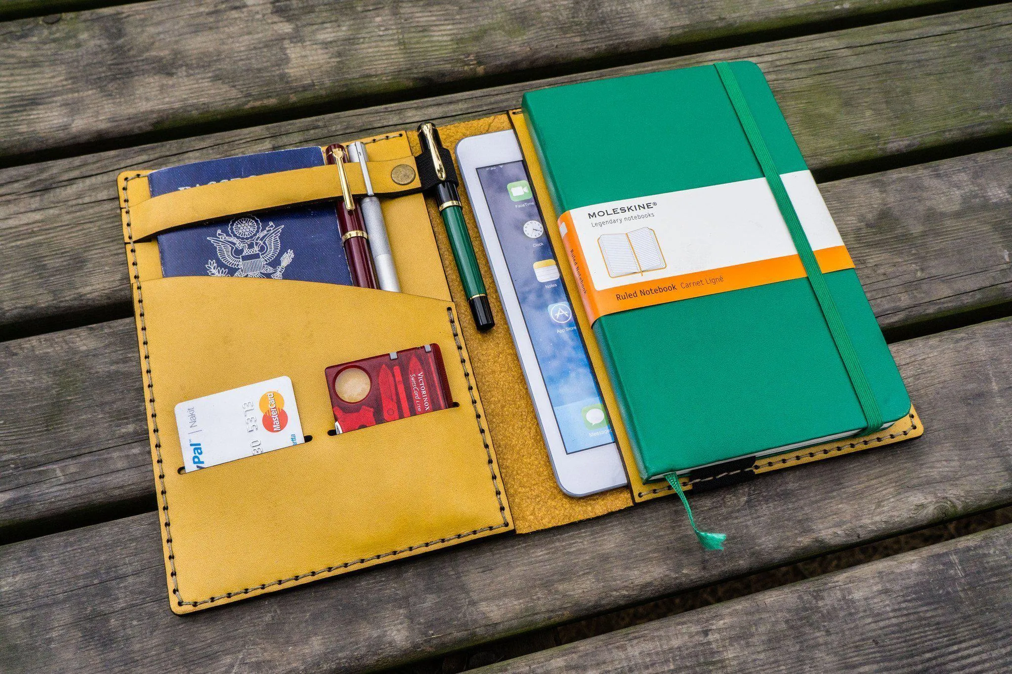 Leather Hobonichi Cousin A5 Planner Cover - Yellow