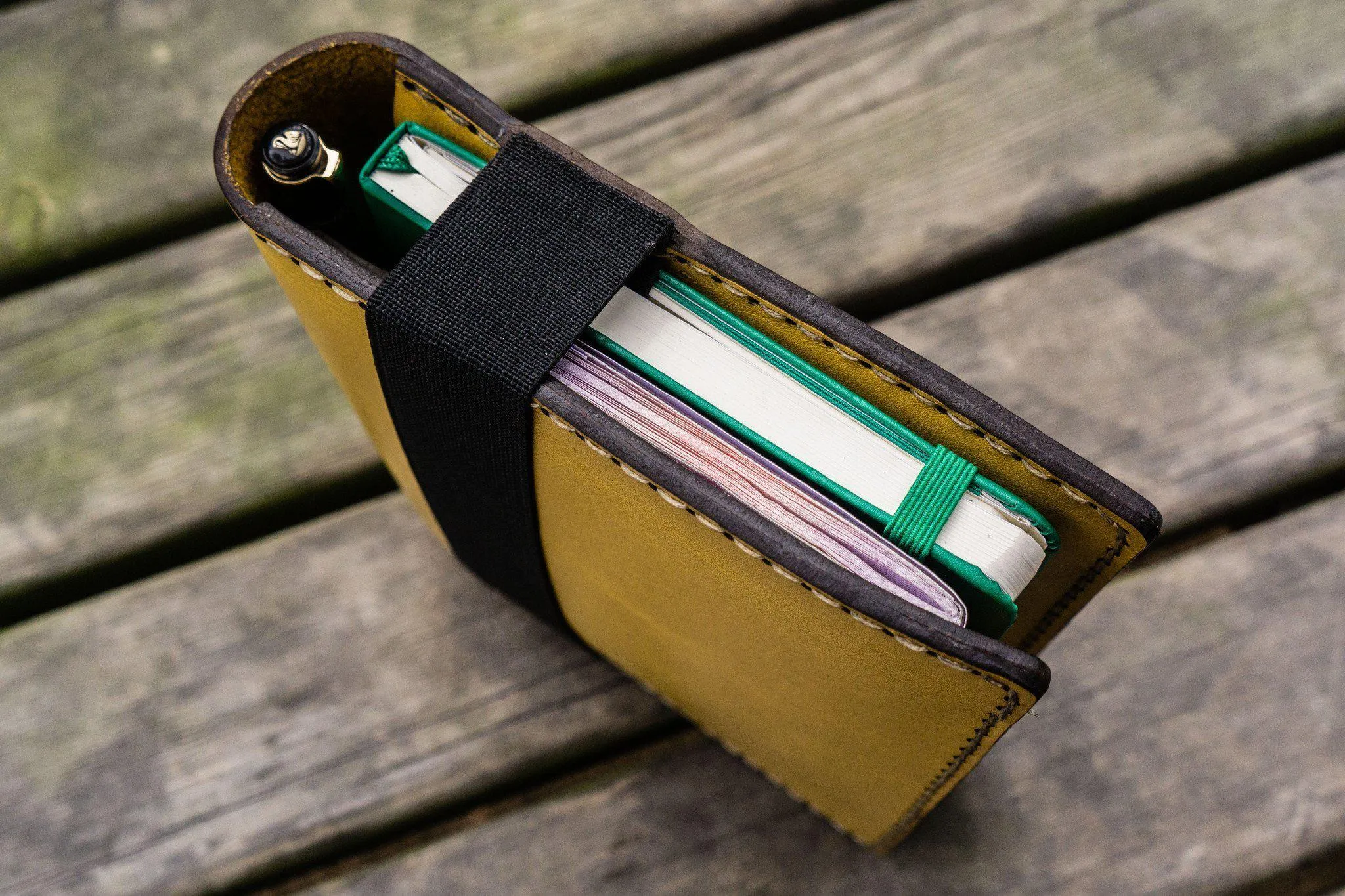 Leather Hobonichi Cousin A5 Planner Cover - Yellow