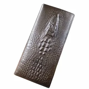 Long Crocodile Design Real Cowhide Genuine Leather Wallet