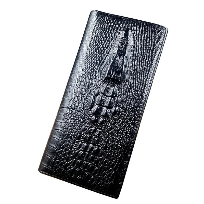 Long Crocodile Design Real Cowhide Genuine Leather Wallet