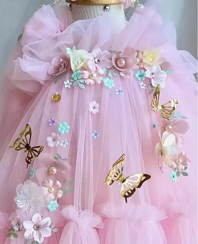 Mimi Miya Seraphina Butterfly Wing Tulle Dress - Pink