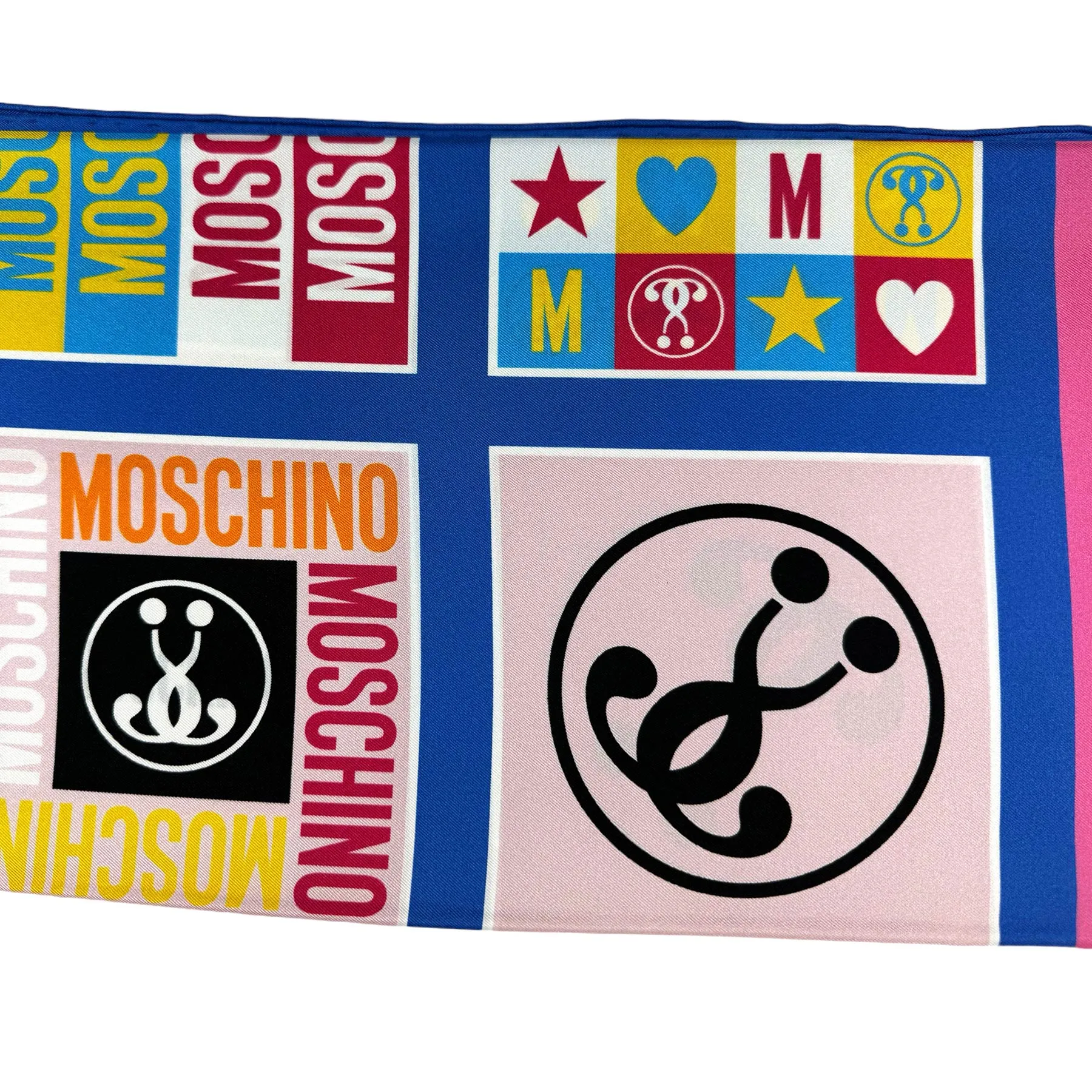 Moschino Scarf Blue Signature Design - Square Silk Foulard - Spring/ Summer 2024 Collection