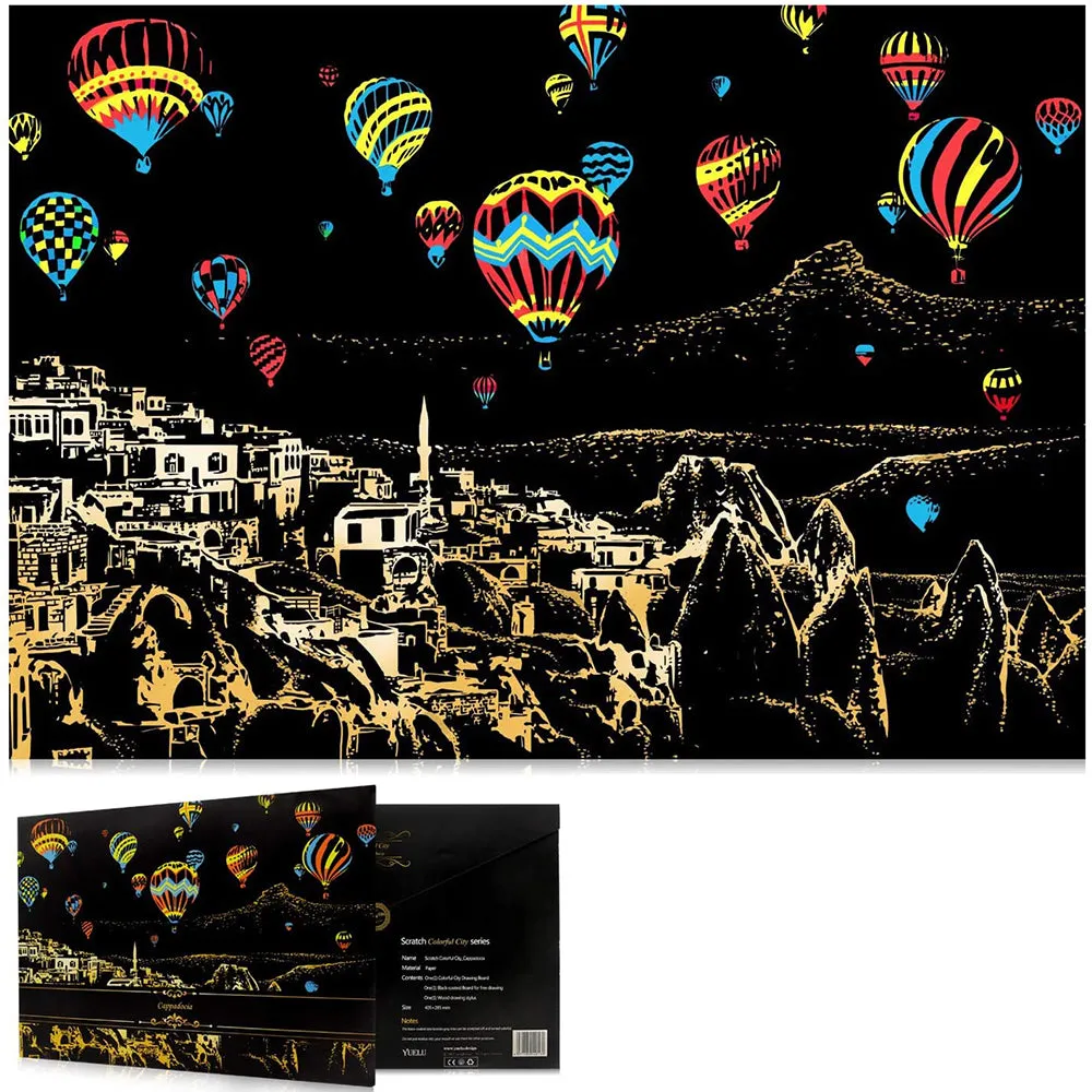 Night View Scratch Paper Painting DIY for Adults and Kids