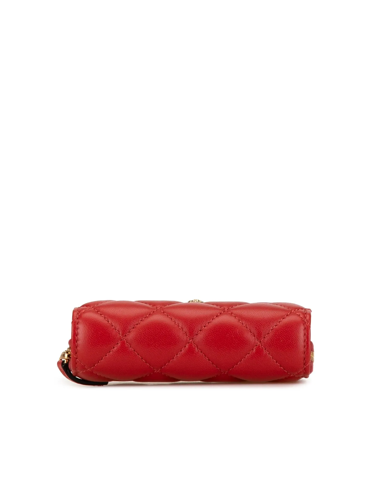 Quilted Calfskin Compact Wallet with Zip and Snap Closures