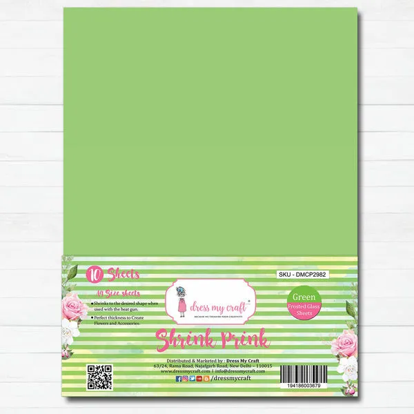 Shrink Prink - Green Frosted Glass Sheet - Pack of 10 Sheets