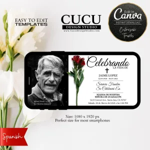 Spanish Invitation Floral Editable Funeral Evite