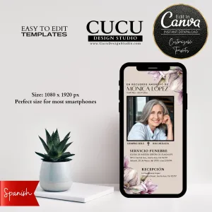 Spanish Smartphone Funeral Invite Card