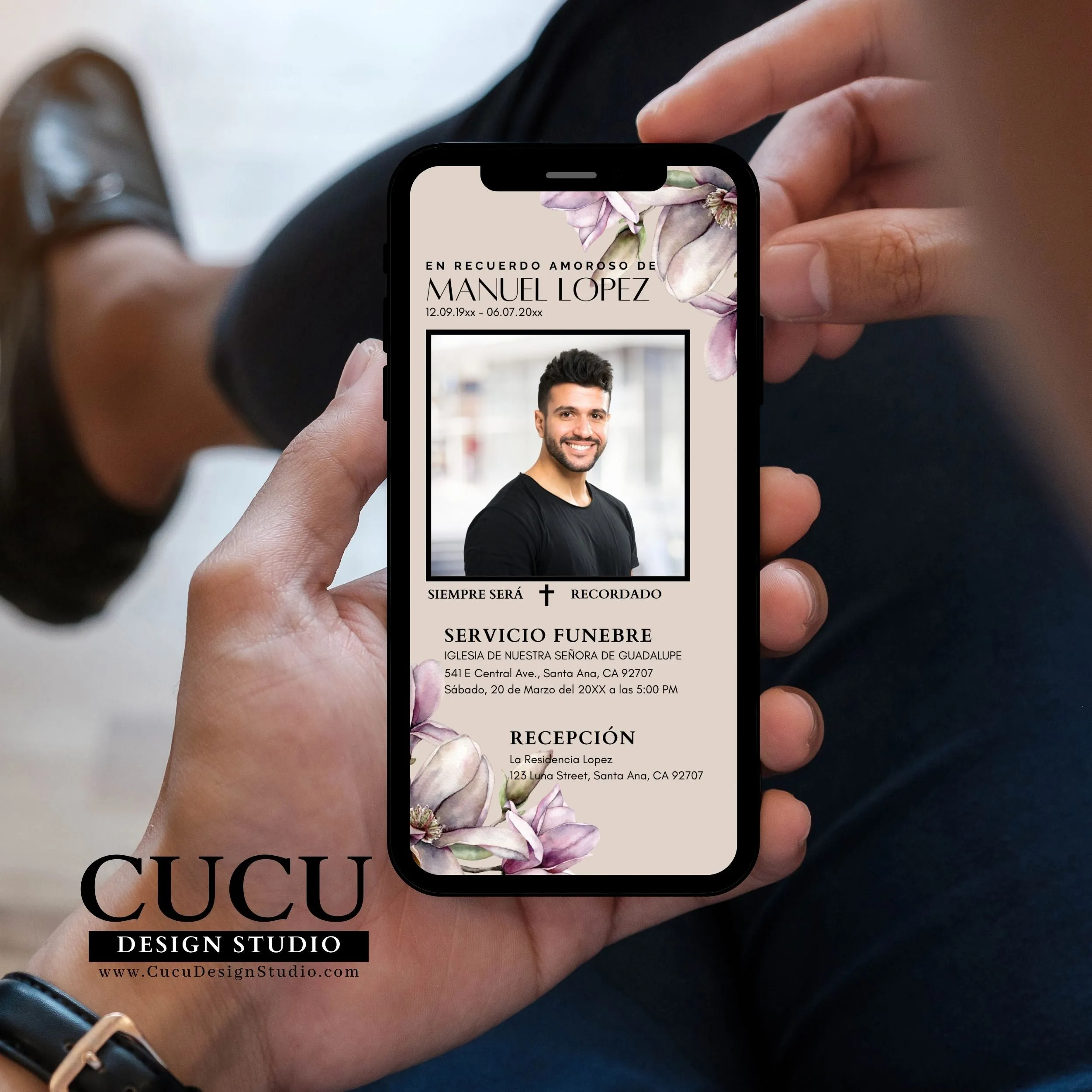 Spanish Smartphone Funeral Invite Card