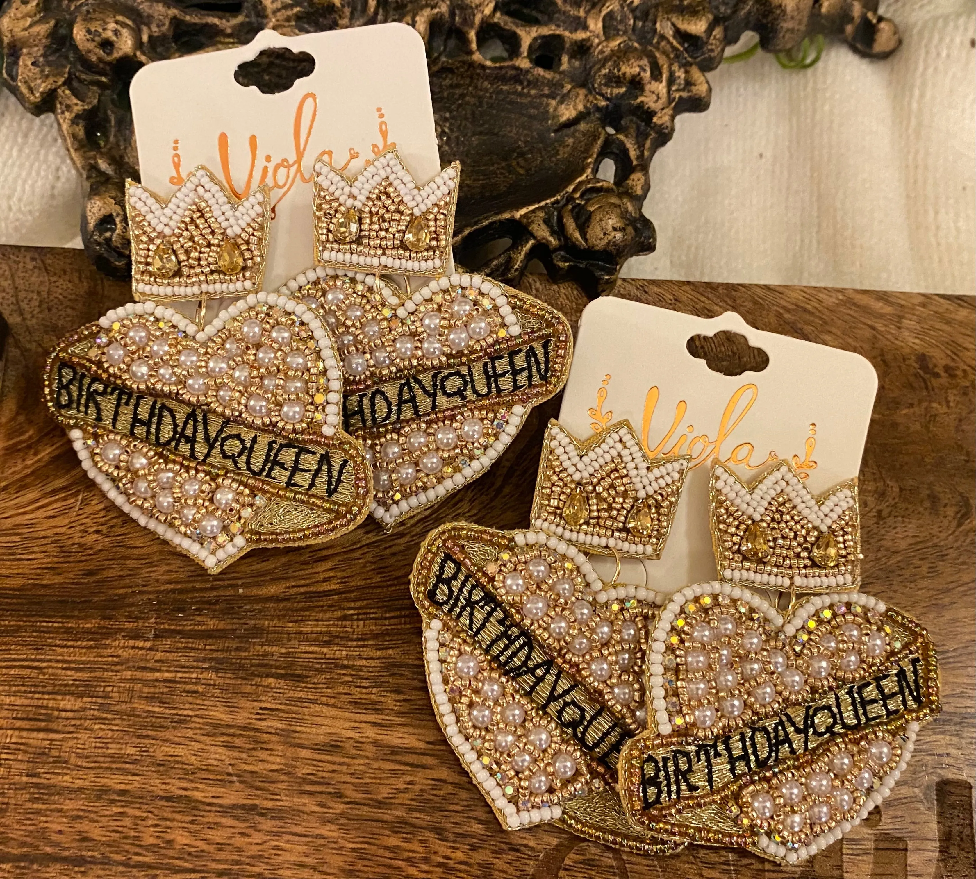 Statement Earrings- Birthday Queen Post Back Earrings