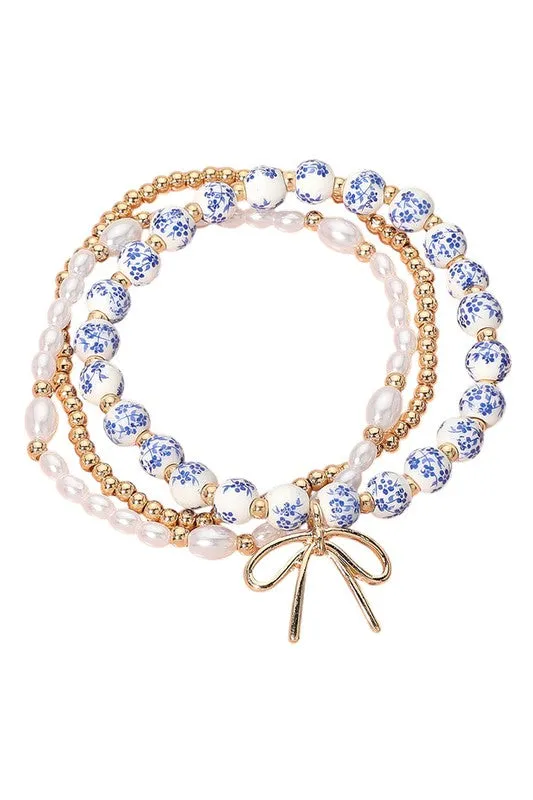 Three For One Bow & Ceramic Bracelet