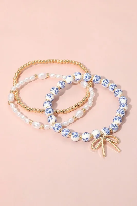 Three For One Bow & Ceramic Bracelet