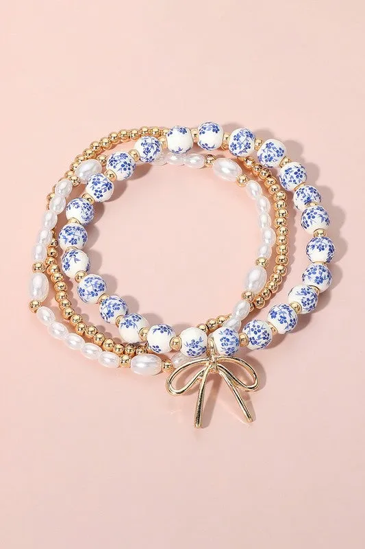 Three For One Bow & Ceramic Bracelet