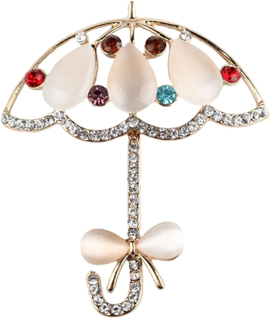 VALICLUD Umbrella Brooch Suit Rhinestones Breast Pin Hats for Women Brooches for Women Umbrella Pin for Clothes Scarf Brooch Pin Backpack Pin Miss Clothing Alloy Small Umbrella